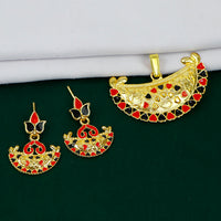 Mahavir Gold Plated Meenakari Pendant Set