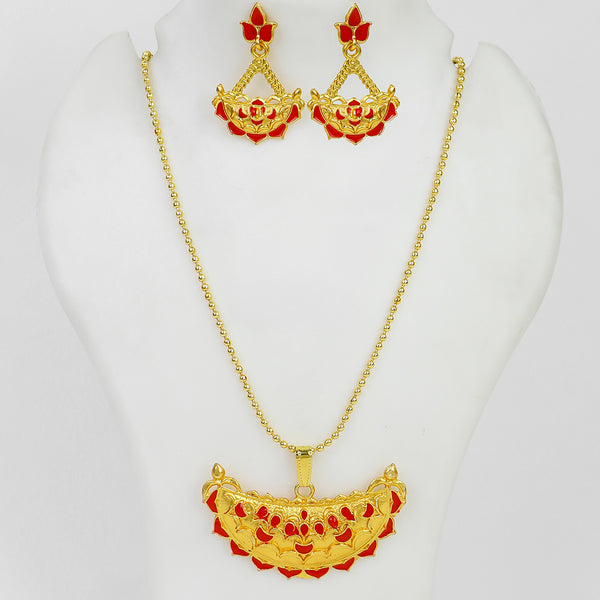 Mahavir Dye Gold Plated Meenakari Chain Pendent Set