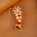 Saloni Fashion Jewellery Traditional Designer Oval Shape Gold Plated Combo Set of 2 Maharashtrian Nosepin / Nath Without Piercing For Women and Girls