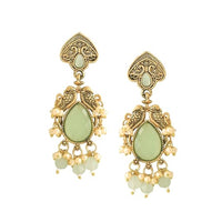 Wearhouse Fashion Gold Plated Pota Stone And Beads Dangler Earrings