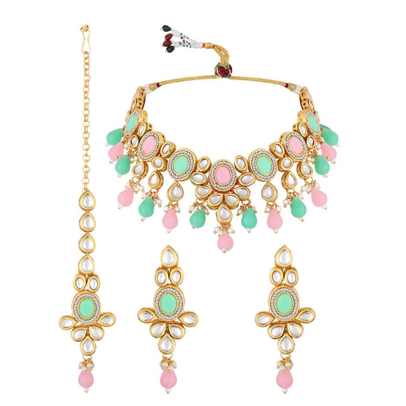 Asmitta Gold Plated Kundan Necklace Set