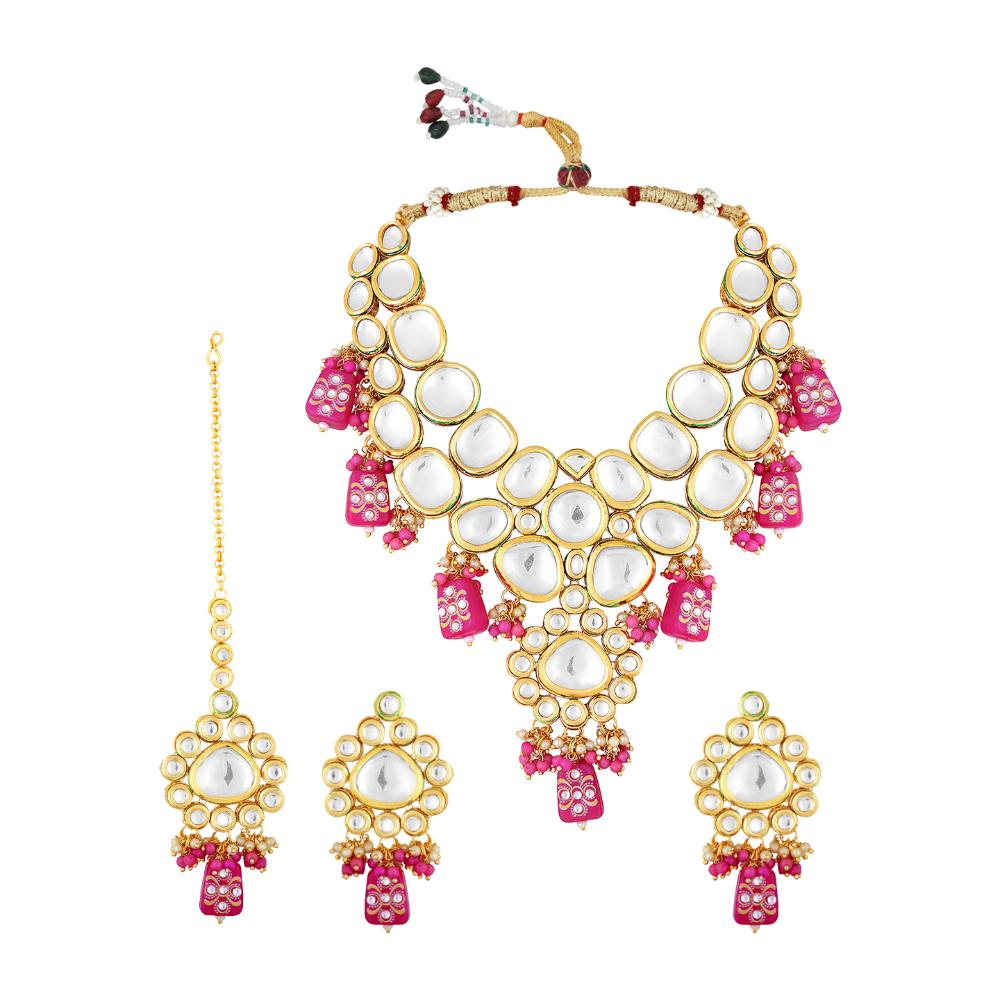 Asmitta Gold Plated Kundan Necklace Set