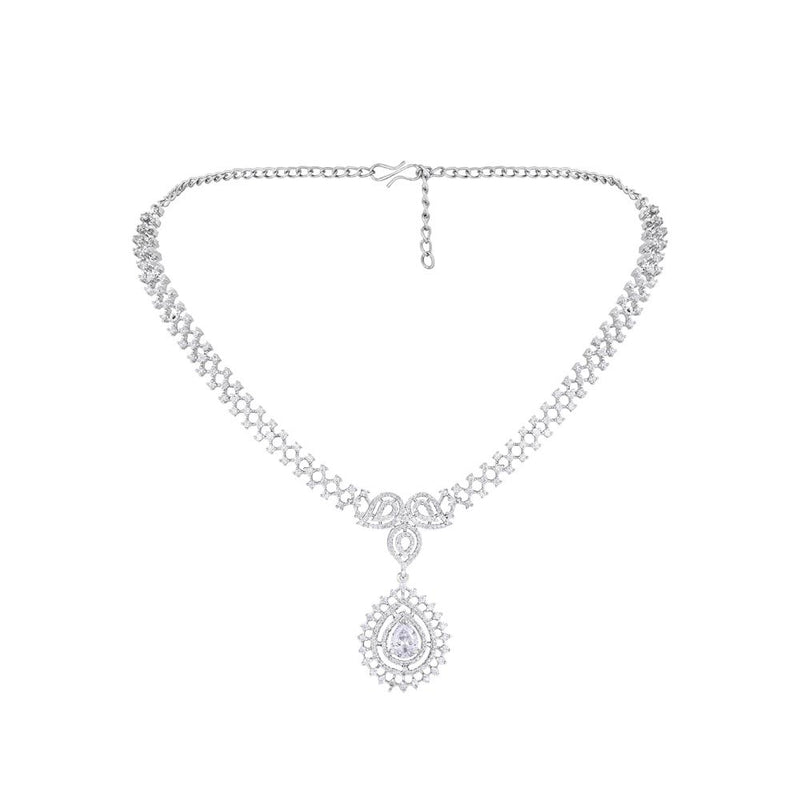 Asmitta Silver Plated AD Stone Necklace Set