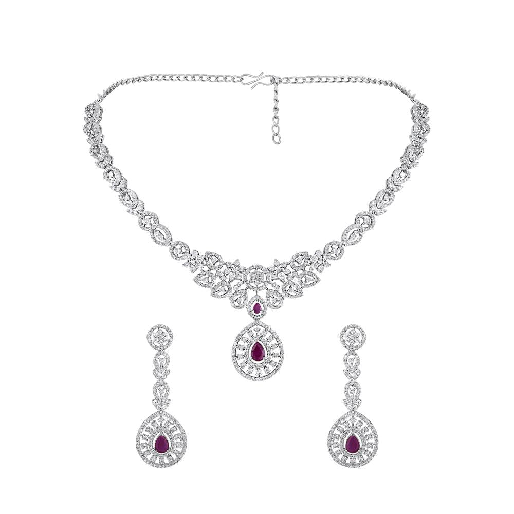 Asmitta Silver Plated AD Stone Necklace Set