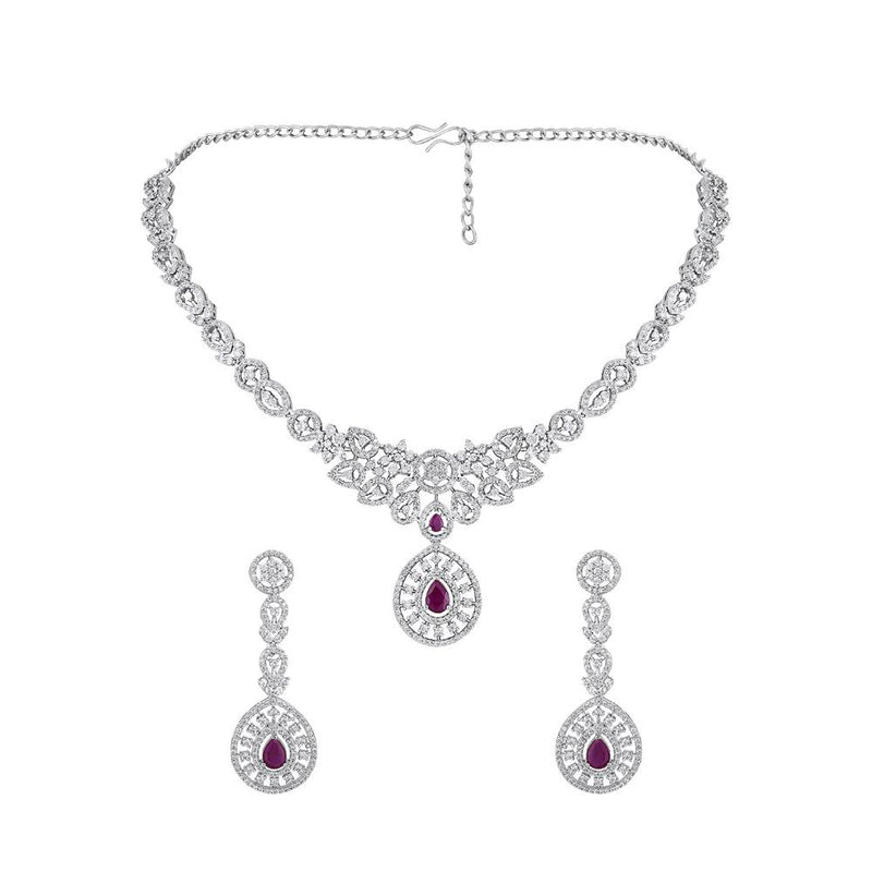 Asmitta Silver Plated AD Stone Necklace Set