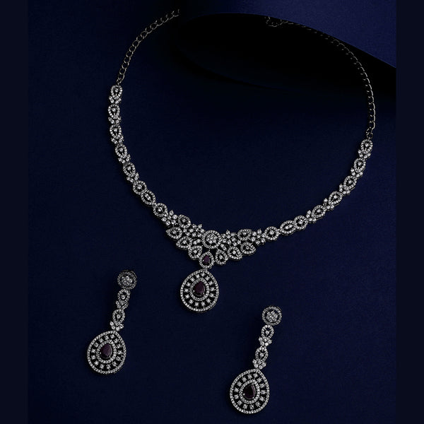 Asmitta Silver Plated AD Stone Necklace Set