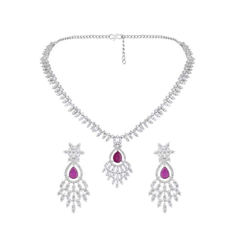 Asmitta Silver Plated AD Stone Necklace Set