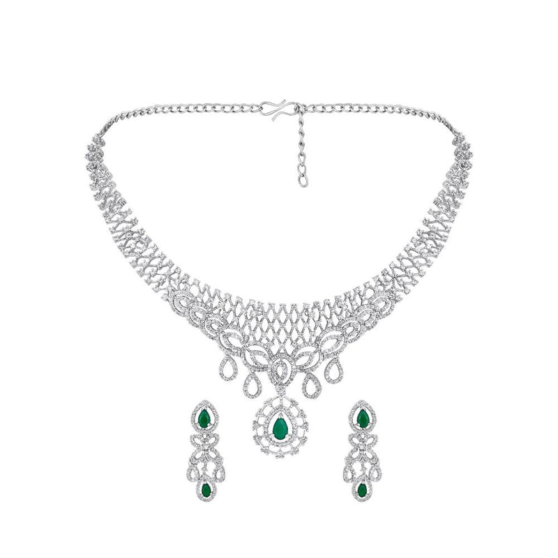 Asmitta Silver Plated AD Stone Necklace Set