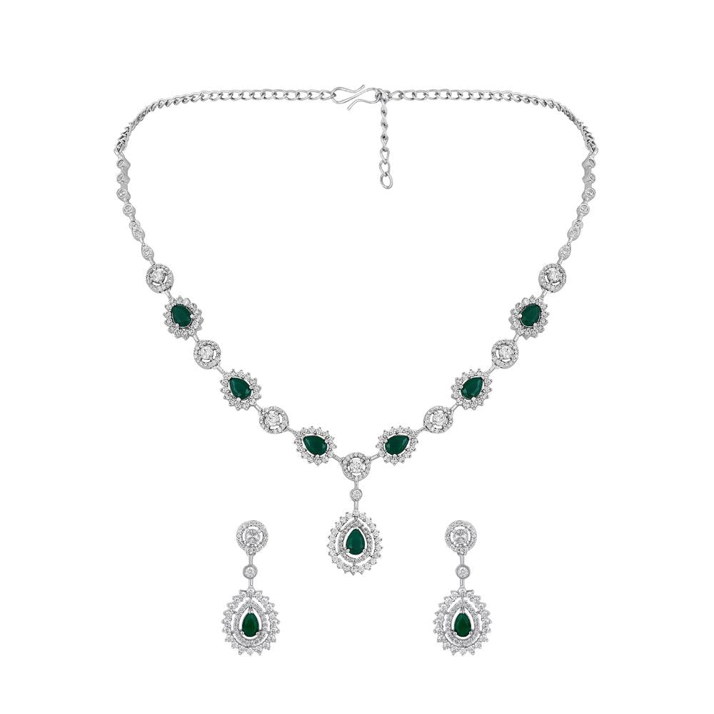 Asmitta Silver Plated AD Stone Necklace Set