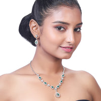 Asmitta Silver Plated AD Stone Necklace Set