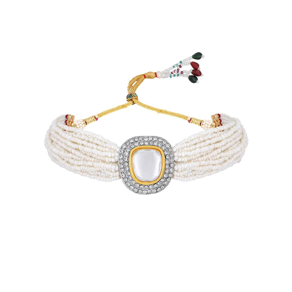 Asmitta Gold Plated Kundan Choker Necklace Set