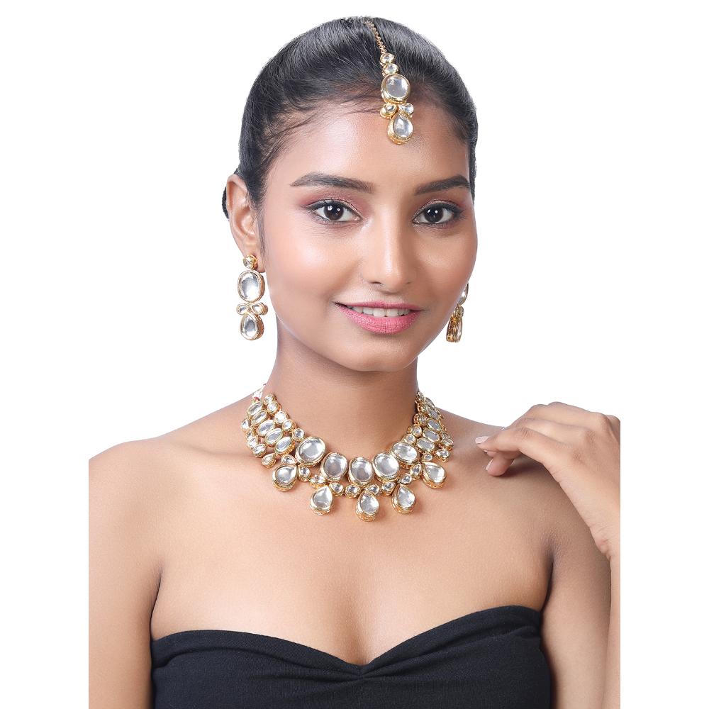 Asmitta Gold Plated Kundan Necklace Set