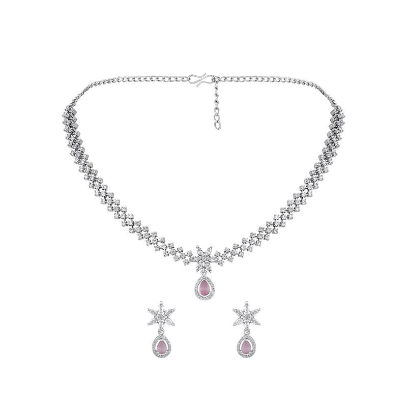 Asmitta Silver Plated AD Necklace Set