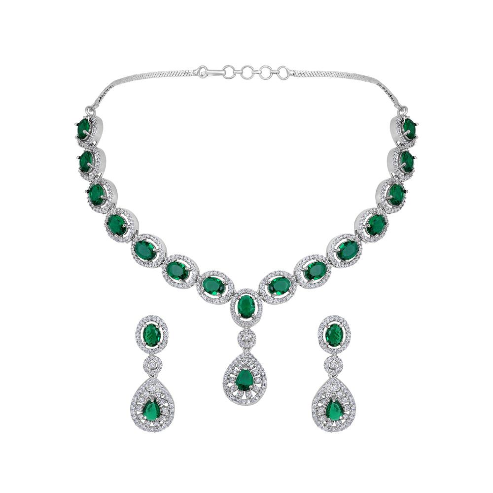 Asmitta Silver Plated AD Necklace Set