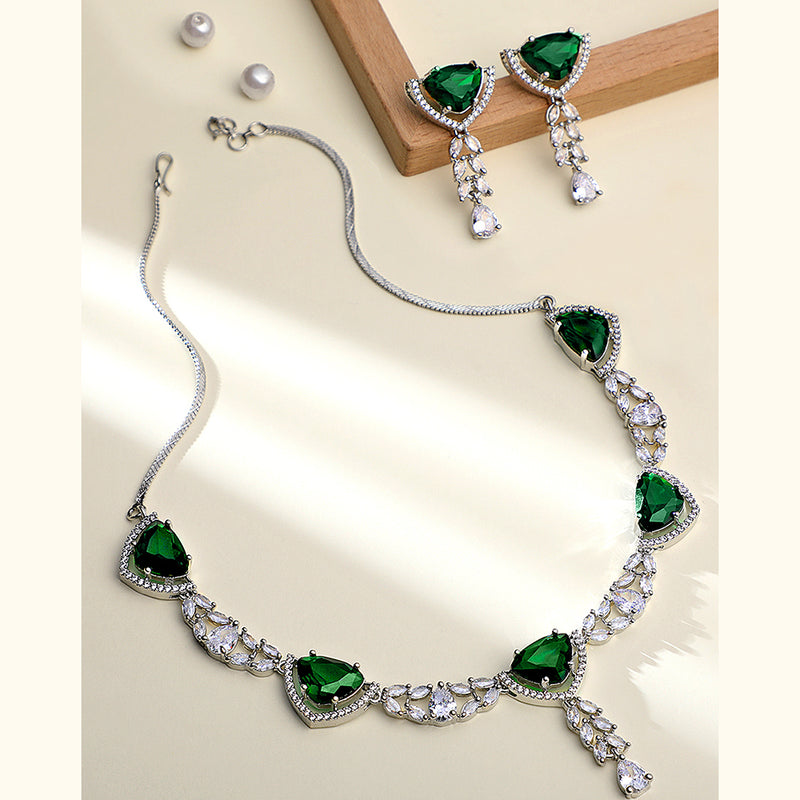 Asmitta Silver Plated AD Necklace Set