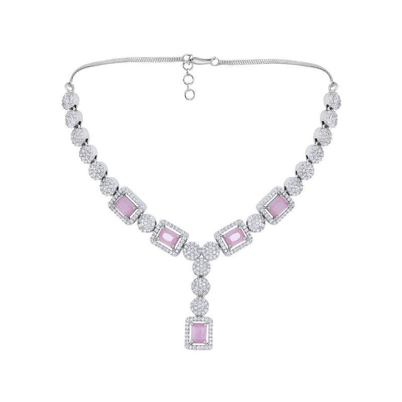 Asmitta Silver Plated AD Necklace Set