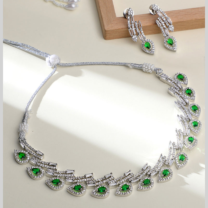 Asmitta Silver Plated AD Necklace Set