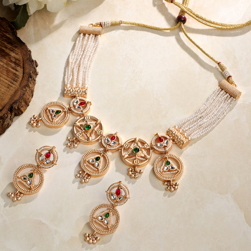 Asmitta Gold Plated Kundan Necklace Set