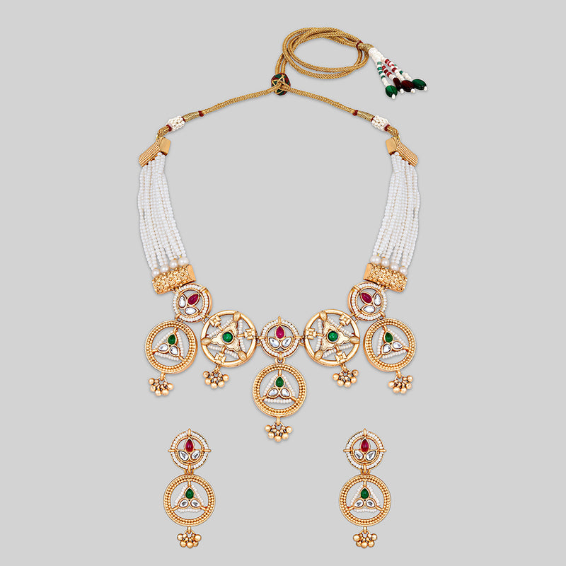 Asmitta Gold Plated Kundan Necklace Set