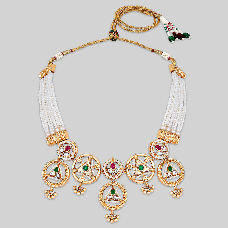 Asmitta Gold Plated Kundan Necklace Set