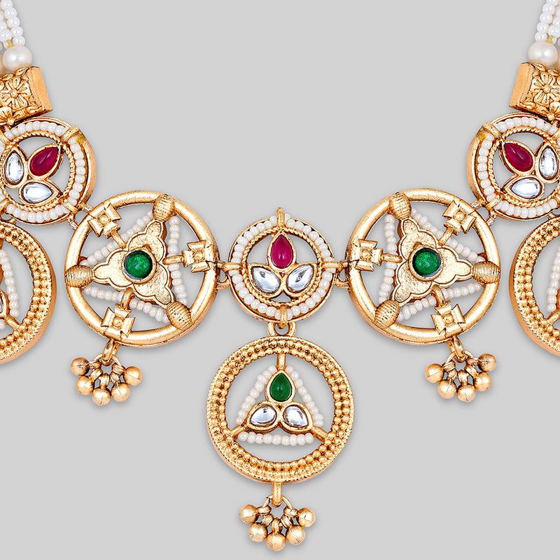 Asmitta Gold Plated Kundan Necklace Set