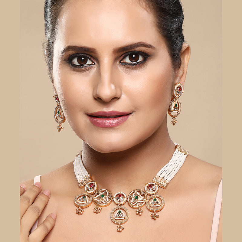 Asmitta Gold Plated Kundan Necklace Set