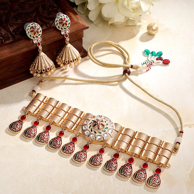 Asmitta Kundan And Meenakari Choker Necklace Set