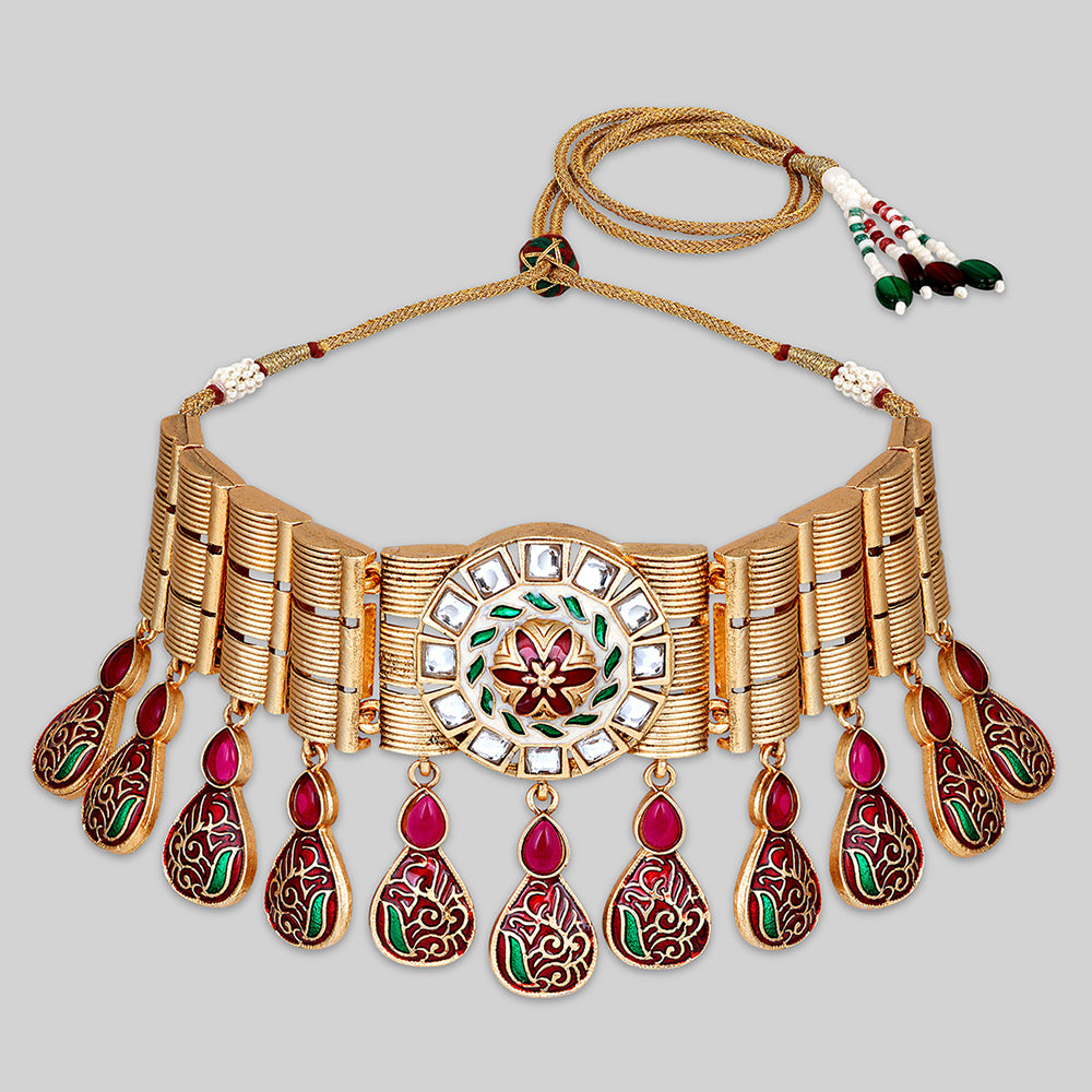 Asmitta Kundan And Meenakari Choker Necklace Set