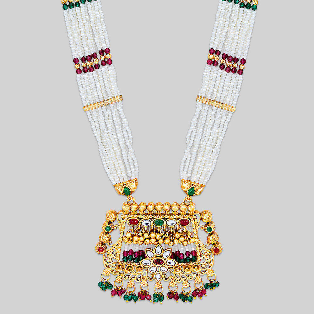 Asmitta Kundan And Pearl Long Necklace Set