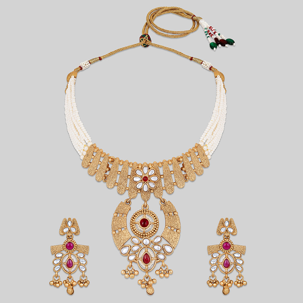 Asmitta Gold Plated  Kundan Necklace Set