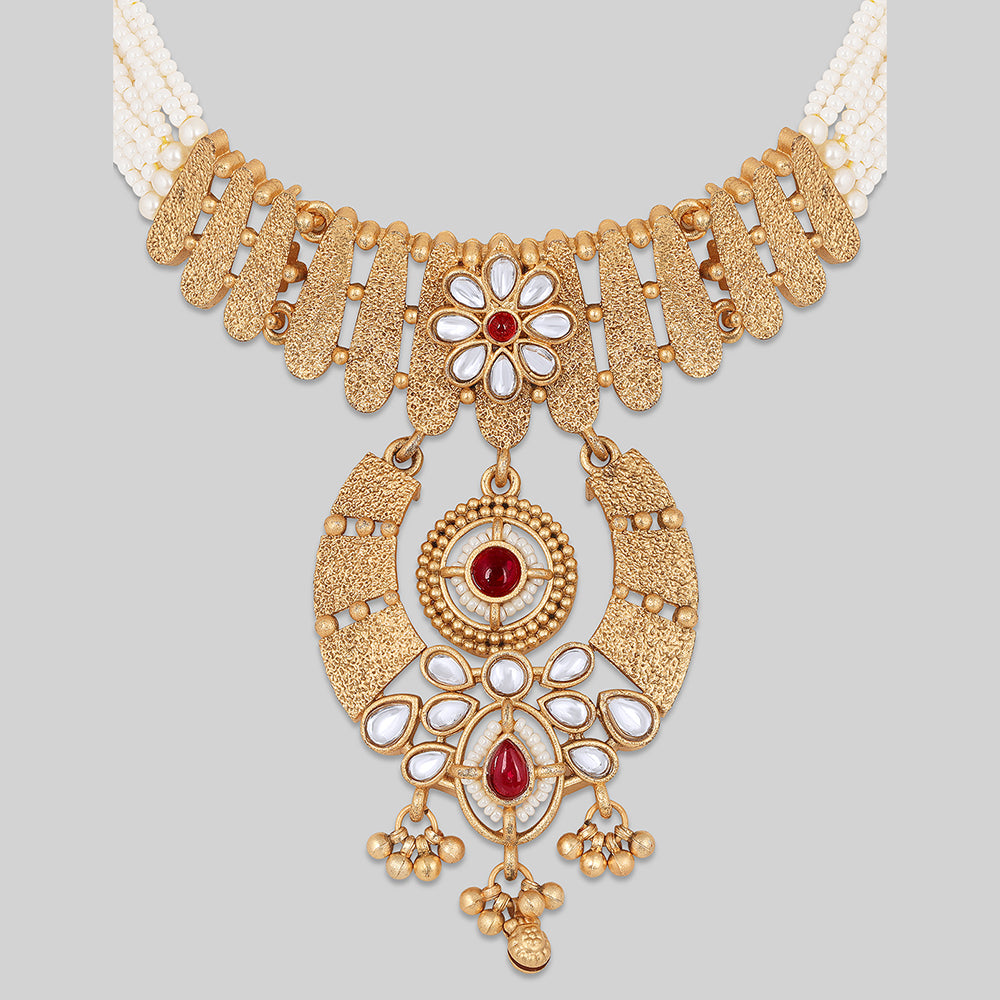 Asmitta Gold Plated  Kundan Necklace Set