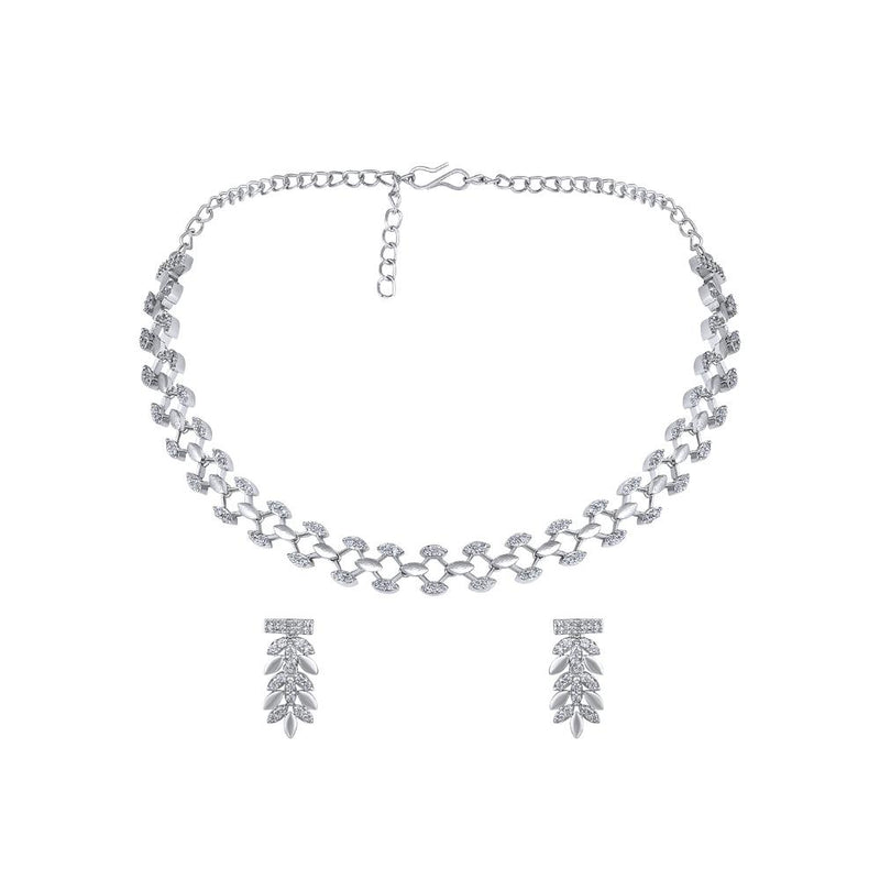 Asmitta Silver Plated AD Necklace Set