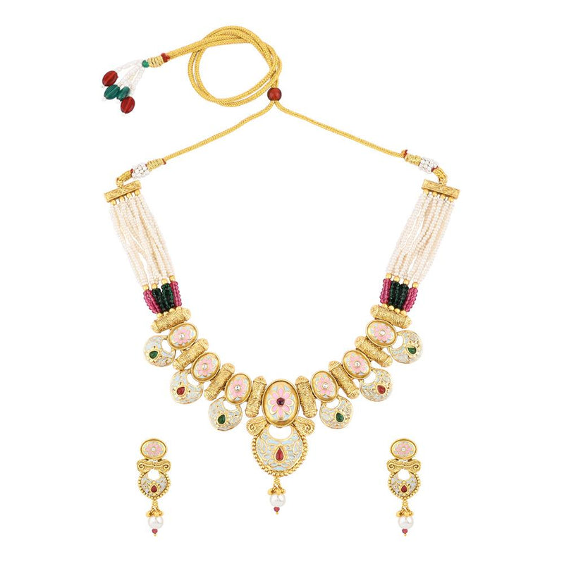 Asmitta Gold Plated Meenakari Necklace Set