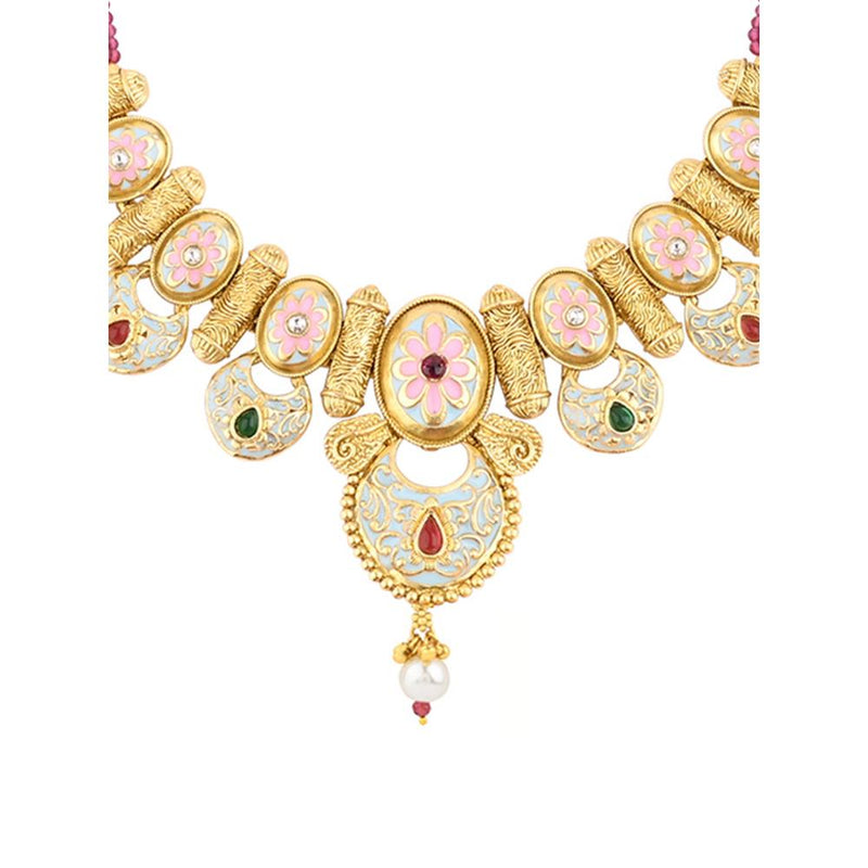 Asmitta Gold Plated Meenakari Necklace Set