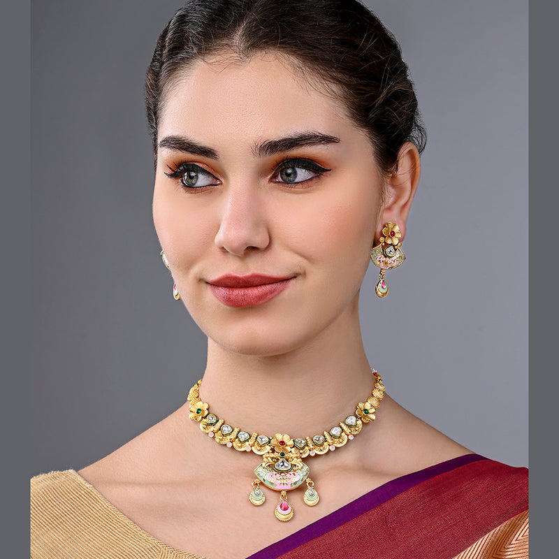 Asmitta Kundan And Meenakari Necklace Set