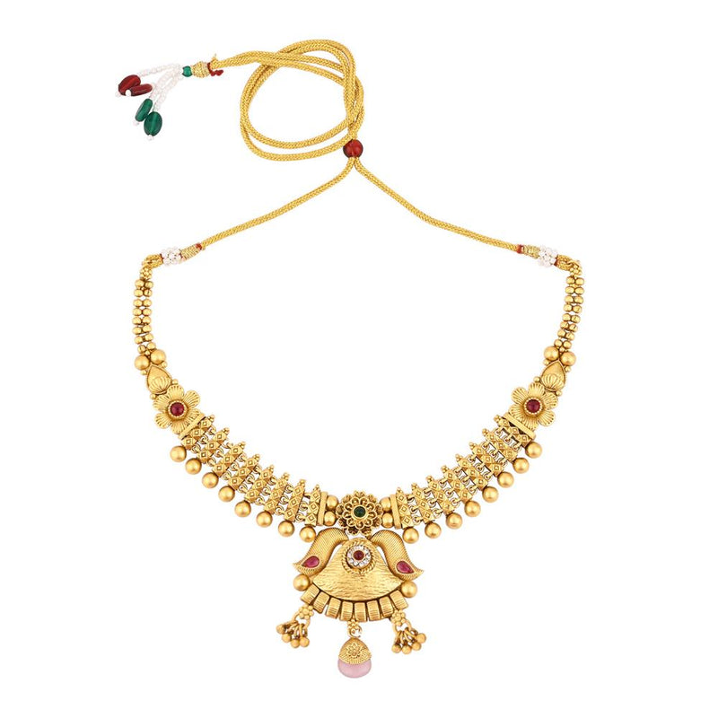 Asmitta Gold Plated Pota Stone Necklace Set