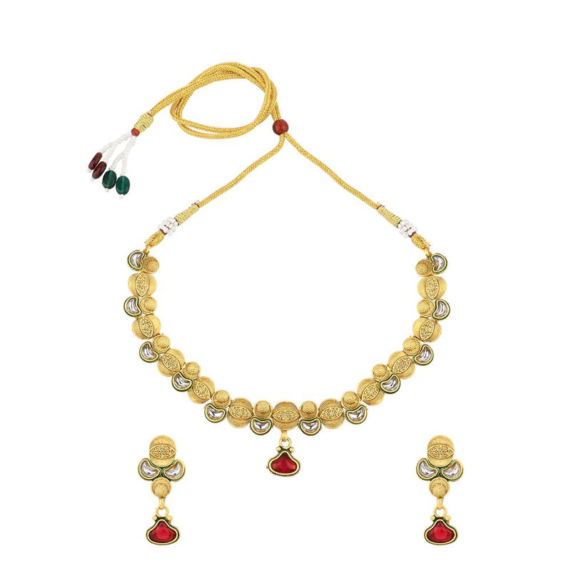 Asmitta Gold Plated Kundan Necklace Set