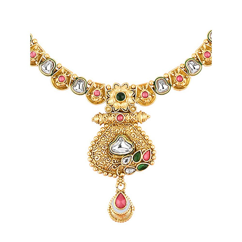 Asmitta Gold Plated Kundan And Pota Necklace Set