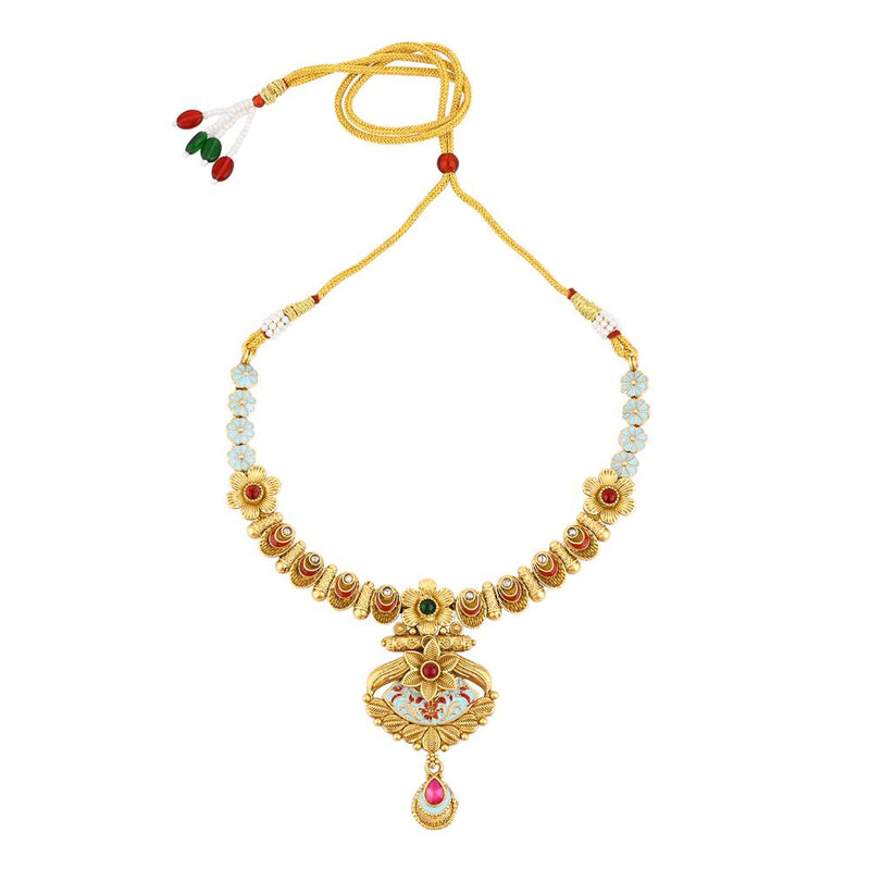 Asmitta Pota Stone And Meenakari Necklace Set