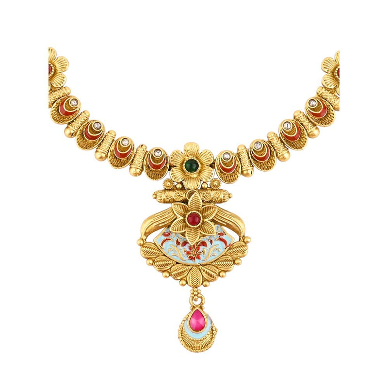 Asmitta Pota Stone And Meenakari Necklace Set