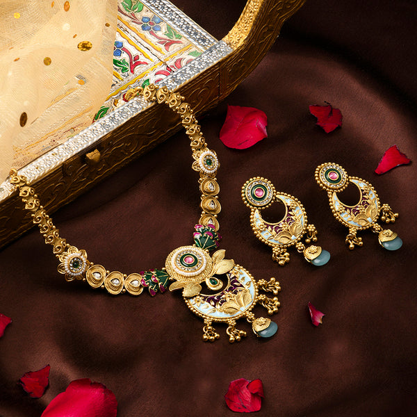 Asmitta Gold Plated Meenakari Necklace Set