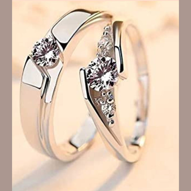 Asmitta Rhodium Plated Couple Ring - Special Gift For Someone Special