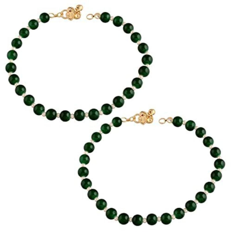 Etnico Adjustable Pearl Beads Payal Anklets Jewellery for Women & Girls (A052G)