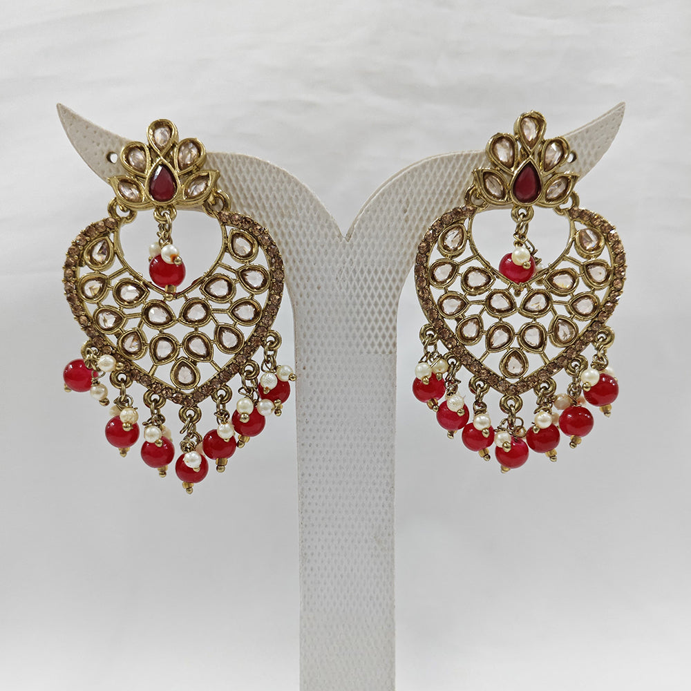 Param Jewel Glam Gold Plated Crystal Stone And Beads Dangler Earrings (Assorted Color)