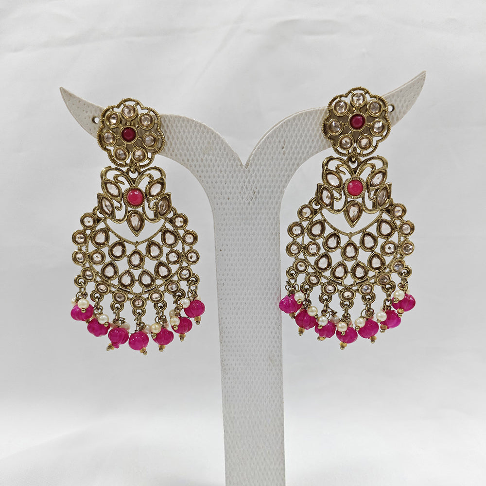 Param Jewel Glam Gold Plated Crystal Stone And Beads Dangler Earrings (Assorted Color)