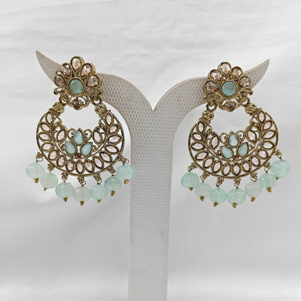 Param Jewel Glam Gold Plated Crystal Stone And Beads Dangler Earrings (Assorted Color)