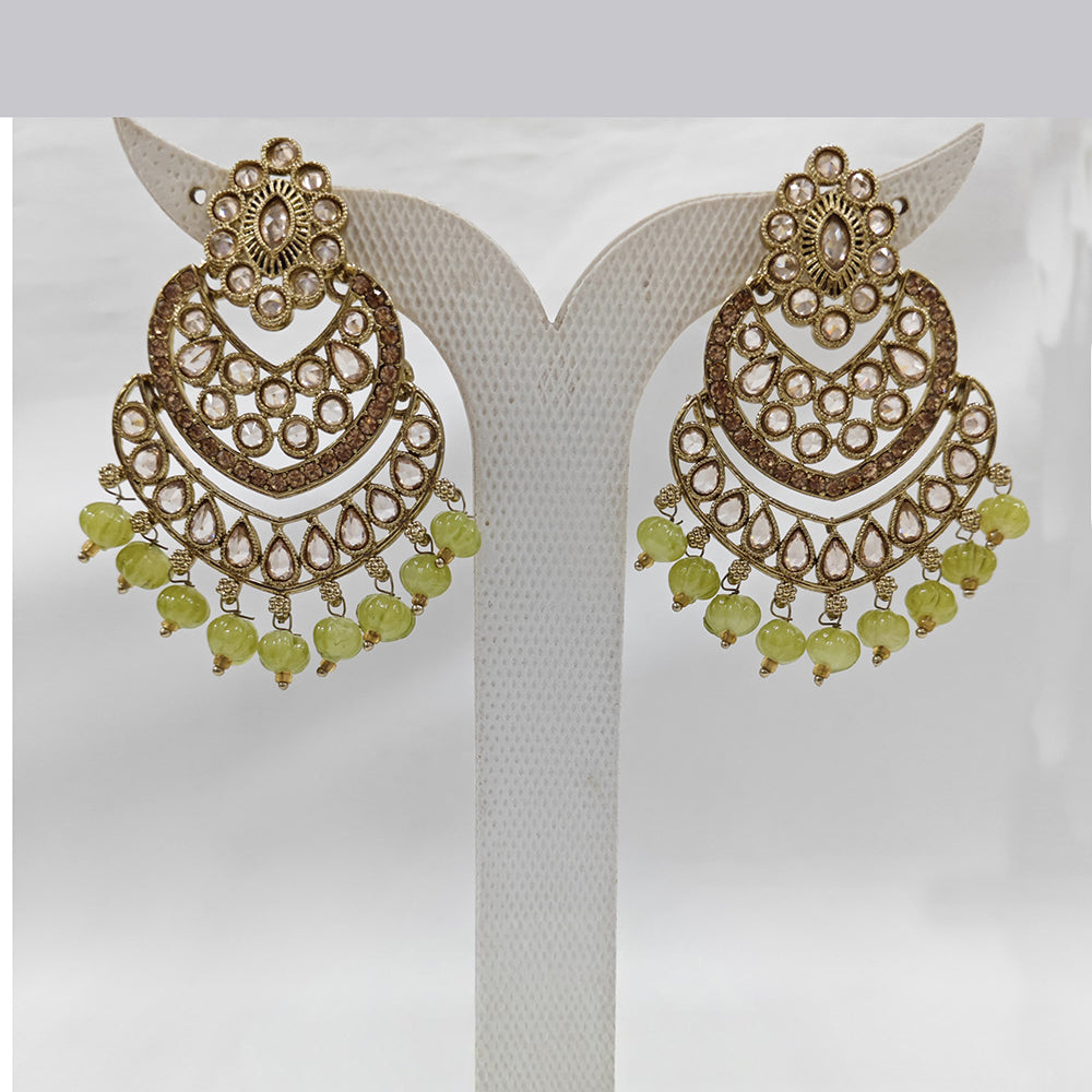 Param Jewel Glam Gold Plated Crystal Stone And Beads Dangler Earrings (Assorted Color)