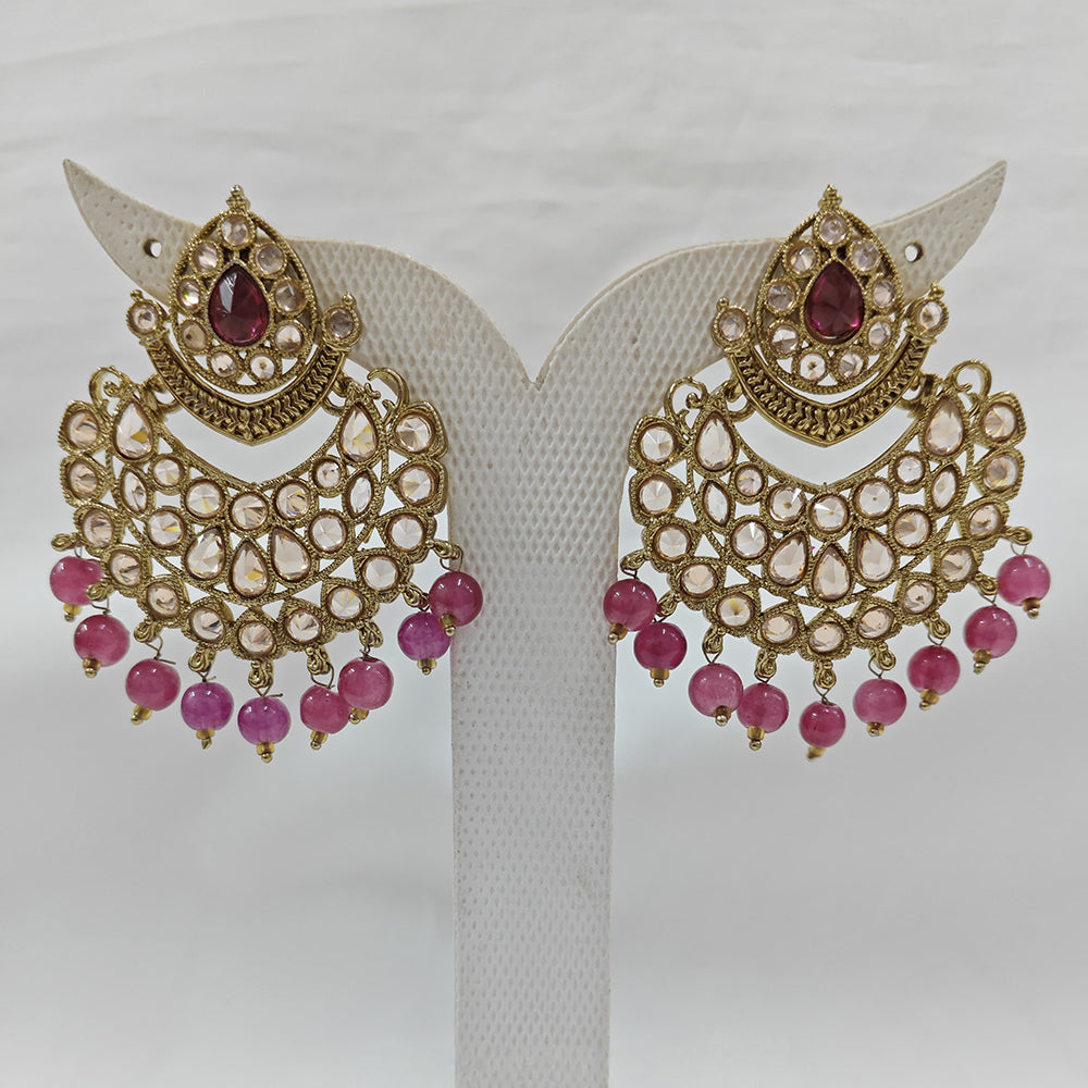 Param Jewel Glam Gold Plated Crystal Stone And Beads Dangler Earrings (Assorted Color)