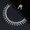 Etnico Silver Plated Cubic Zirconia American Diamond Necklace & Earrings Jewellery Set for Women