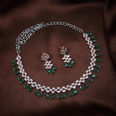 Etnico Rose Gold Plated Cubic Zirconia American Diamond Necklace & Dangle Earrings Jewellery Set for Women 